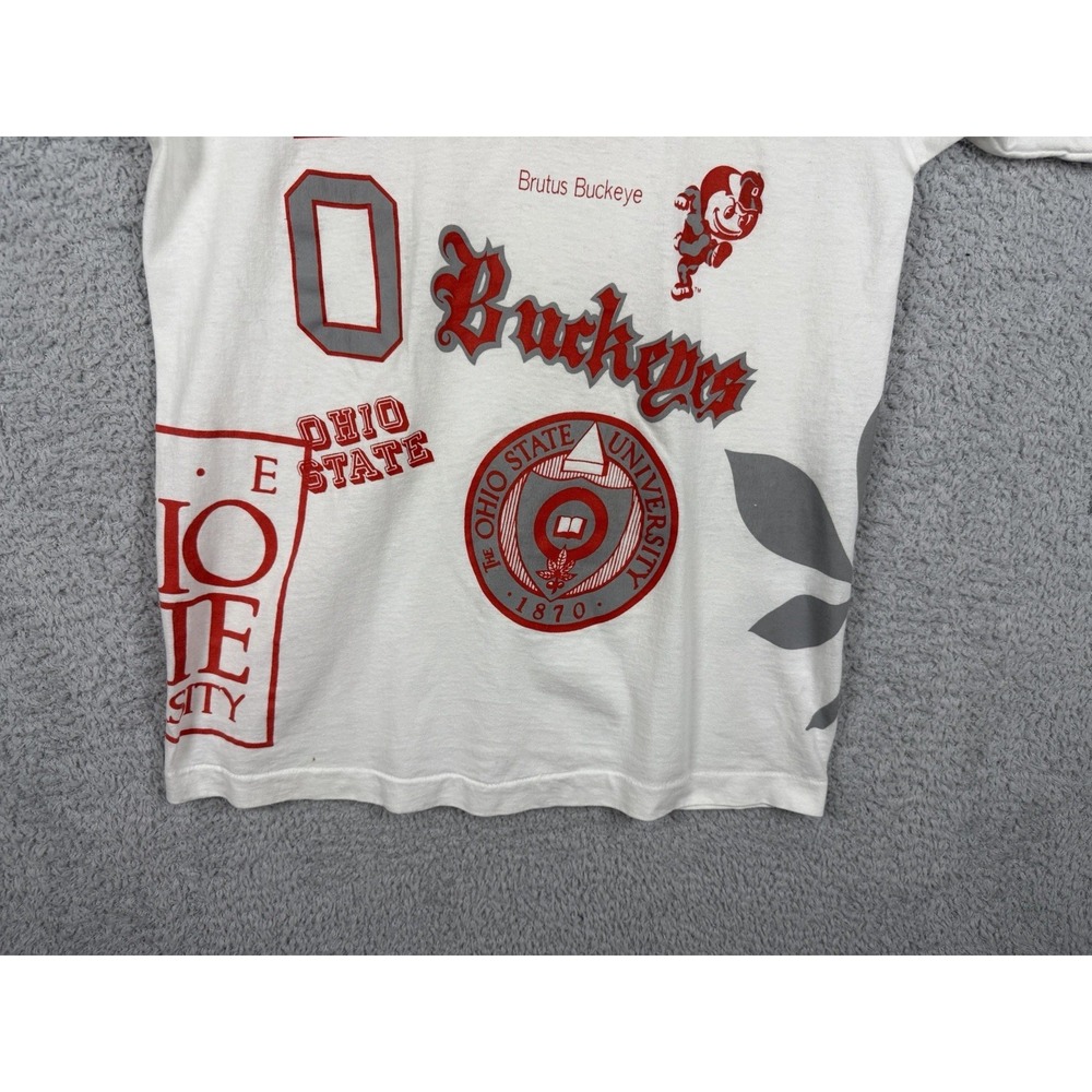 Vintage 90s Ohio State Buckeyes Double Sided All Over Print AOP T Shirt Size M - Picture 6 of 9